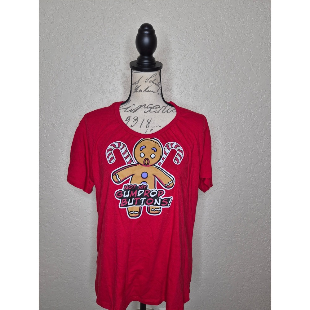 Dreamworks Shrek Gingy Not My Gumdrop Buttons Graphic Tee Red Large 12/14